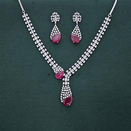 Cz Classic Necklace With Rhodium Plating