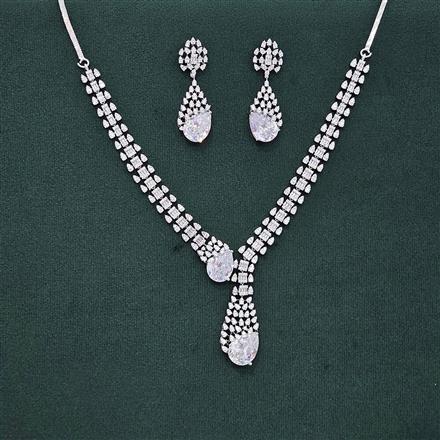 Cz Classic Necklace With Rhodium Plating