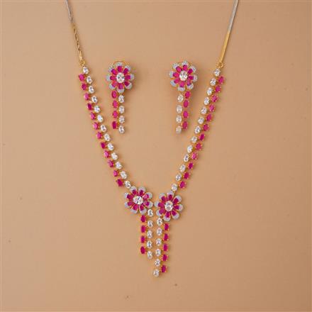 Cubic Zirconia Classic Necklace Set With 2 Tone Plating