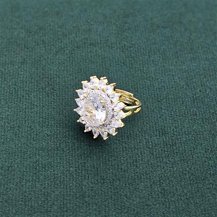 Cubic Zirconia Classic Ring With 2 Tone Plating