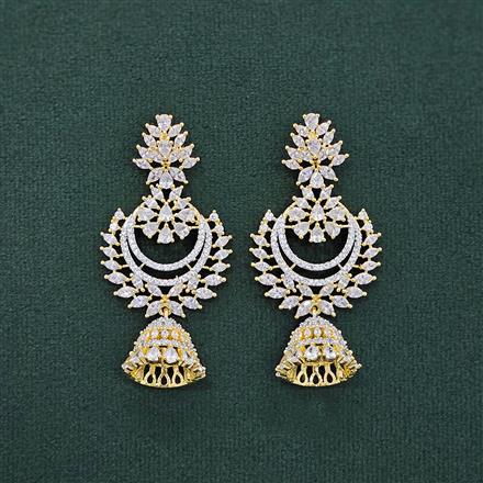 Cubic Zirconia Classic Earring With 2 Tone Rhodium Plating