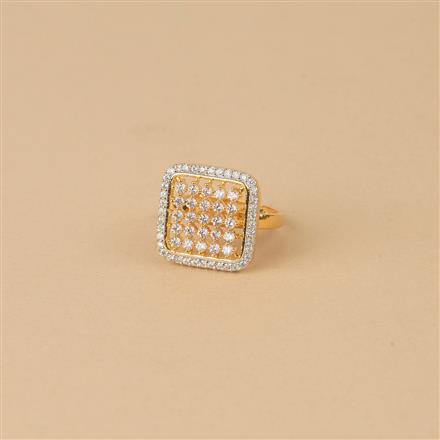 Cubic Zirconia Adjustable Ring With 2 Tone Rhodium Plating