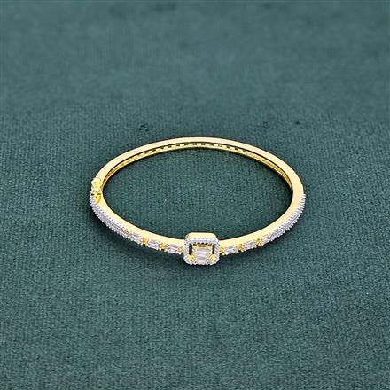 Cz Openable Kada With 2 Tone Rhodium Plating