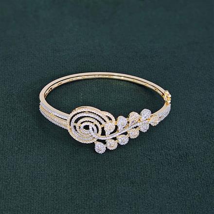 Cubic Zirconia Openable Kada With 2 Tone Rhodium Plating