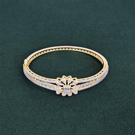 Cubic Zirconia Openable Kada With 2 Tone Rhodium Plating