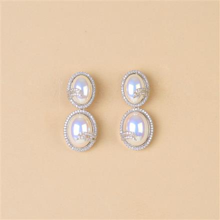 Cubic Zirconia Classic Earring With 2 Tone Rhodium Plating