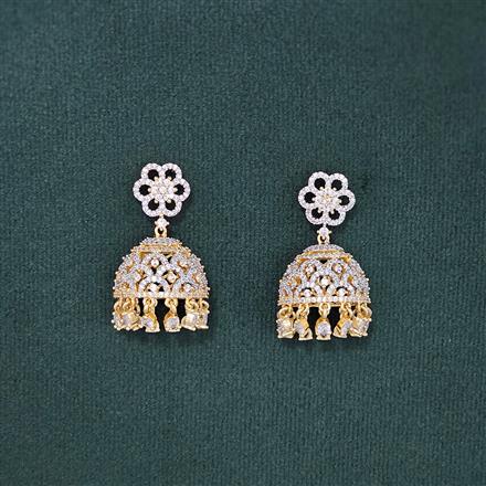 Cubic Zirconia Jhumki With 2 Tone Rhodium Plating