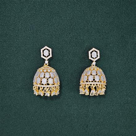 Cubic Zirconia Jhumki With 2 Tone Rhodium Plating