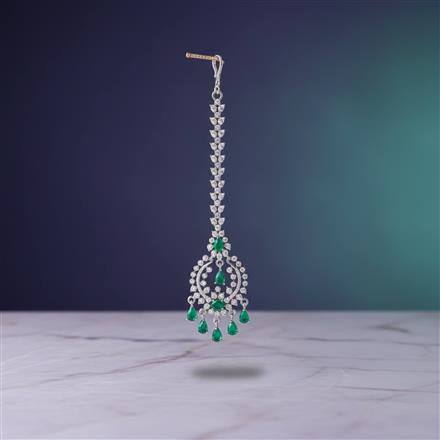 Cubic Zirconia Classic Tikka With Rhodium Plating