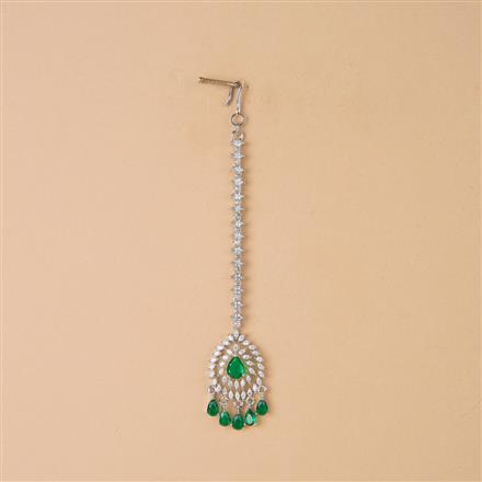 Cubic Zirconia Classic Tikka With Rhodium Plating