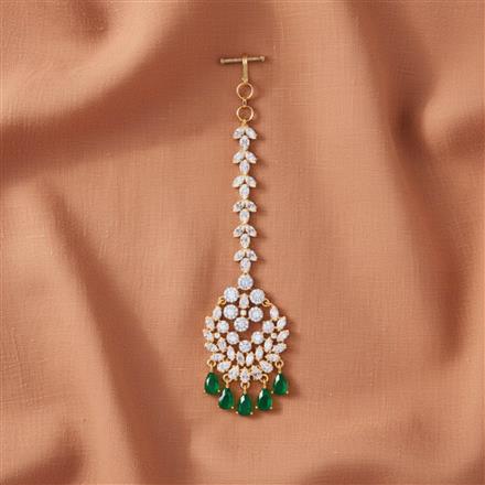 Cubic Zirconia Classic Tikka With 2 Tone Plating