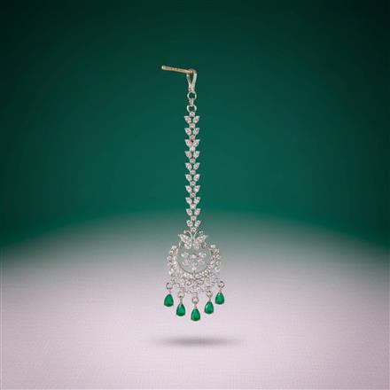Cubic Zirconia Classic Tikka With Rhodium Plating