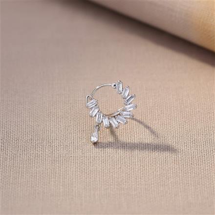 Cz Delicate Nose Ring With 2 Tone Rhodium Plating