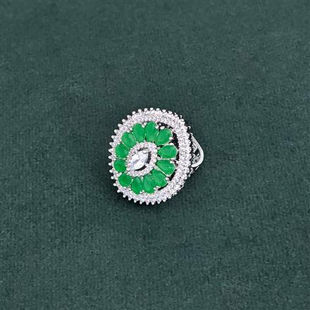 Cubic Zirconia Adjustable Ring With Rhodium Plating