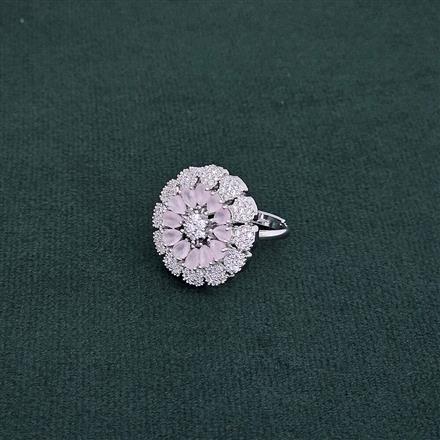 Cubic Zirconia Adjustable Ring With Rhodium Plating