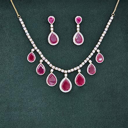 Cubic Zirconia Classic Necklace Set With 2 Tone Plating