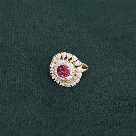 Cubic Zirconia Adjustable Ring With 2 Tone Plating