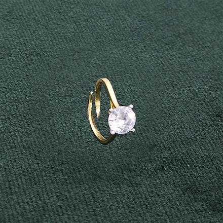 Cubic Zirconia Adjustable Ring With 2 Tone Rhodium Plating