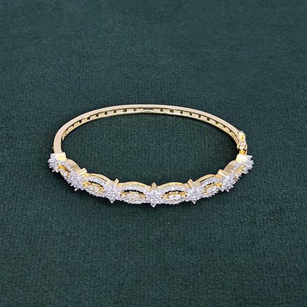 Cubic Zirconia Openable Kada With 2 Tone Rhodium Plating
