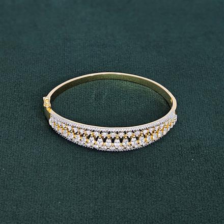Cubic Zirconia Openable Kada With 2 Tone Rhodium Plating