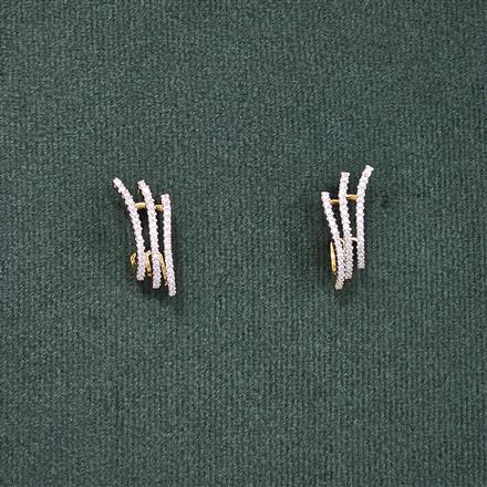 Cubic Zirconia Classic Earring With 2 Tone Rhodium Plating