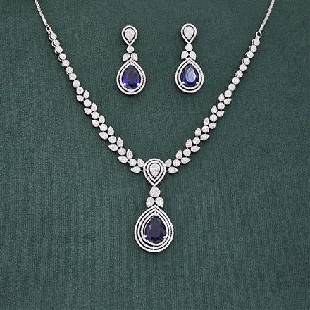 Cubic Zirconia Classic Necklace Set With Rhodium Plating
