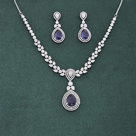 Cubic Zirconia Classic Necklace Set With Rhodium Plating