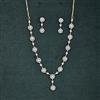 Cubic Zirconia Delicate Necklace Set With 2 Tone Rhodium Plating
