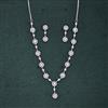 Cubic Zirconia Delicate Necklace Set With 2 Tone Rhodium Plating