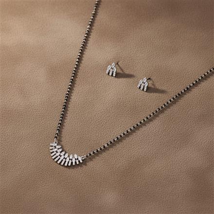 Cubic Zirconia Delicate Mangalsutra With 2 Tone Rhodium Plating