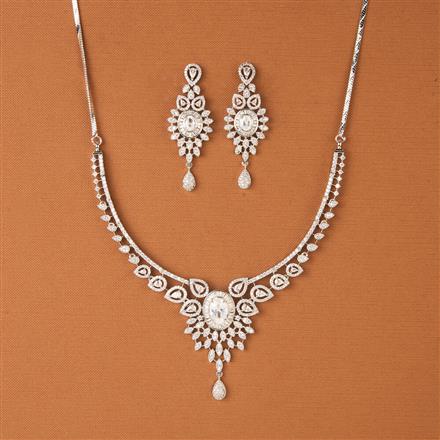 Cz Classic Necklace With 2 Tone Rhodium Plating