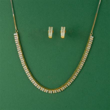 Cz Delicate Necklace With 2 Tone Rhodium Plating