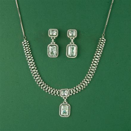 Cz Delicate Necklace With Rhodium Plating