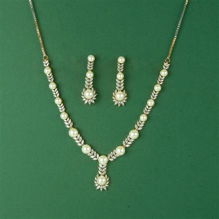 Cz Moti Necklace With 2 Tone Rhodium Plating