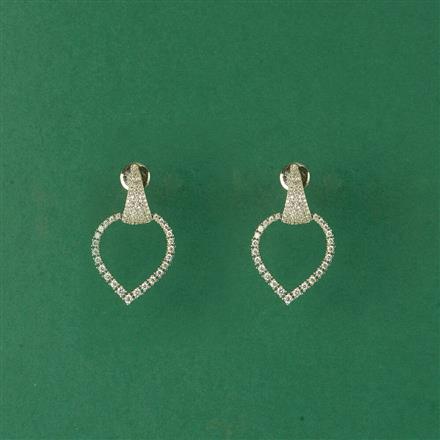 Cz Classic Earring With 2 Tone Rhodium Plating