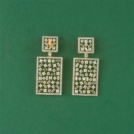 Cz Classic Earring With 2 Tone Rhodium Plating