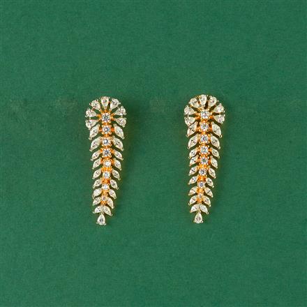 Cz Classic Earring With 2 Tone Rhodium Plating