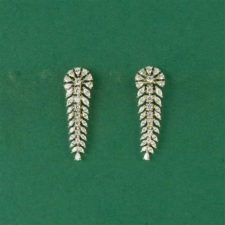 Cz Classic Earring With 2 Tone Rhodium Plating