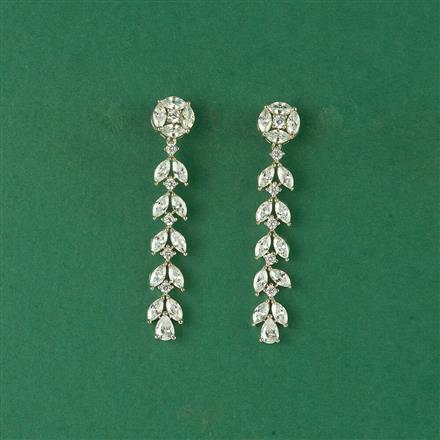 Cz Classic Earring With 2 Tone Rhodium Plating