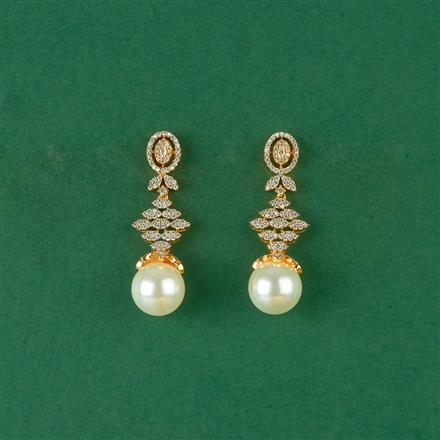 Cz Moti Earring With 2 Tone Rhodium Plating