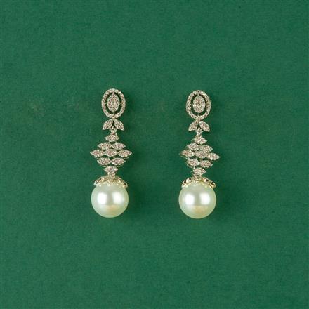 Cz Moti Earring With 2 Tone Rhodium Plating