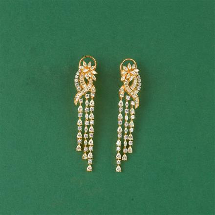 Cz Classic Earring With 2 Tone Rhodium Plating