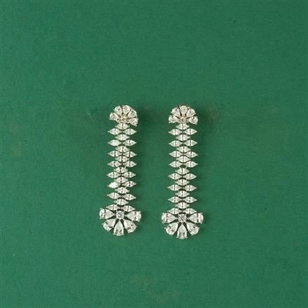 Cz Classic Earring With 2 Tone Rhodium Plating