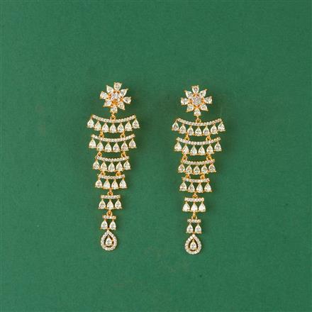 Cz Classic Earring With 2 Tone Rhodium Plating