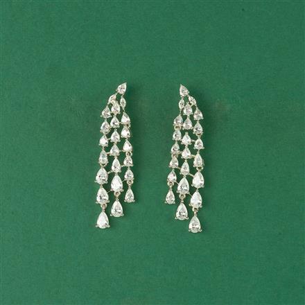 Cz Classic Earring With 2 Tone Rhodium Plating