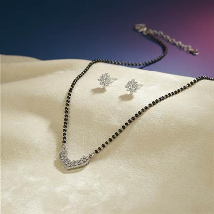 Cz Delicate Mangalsutra With 2 Tone Rhodium Plating