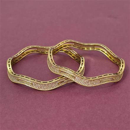 Cubic Zirconia Classic Bangles With 2 Tone Mehndi Plating