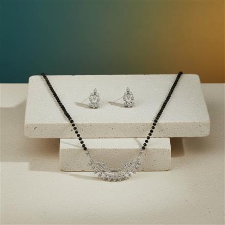 Cz Delicate Mangalsutra With 2 Tone Rhodium Plating