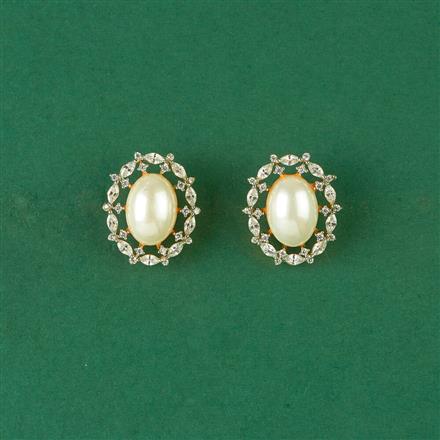 Cz Pearl Tops With 2 Tone Rhodium Plating