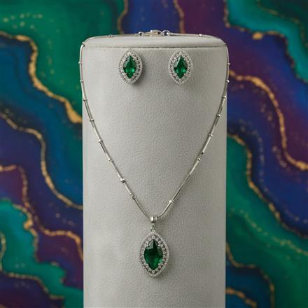 Cz Classic Pendant Set With Rhodium Plating